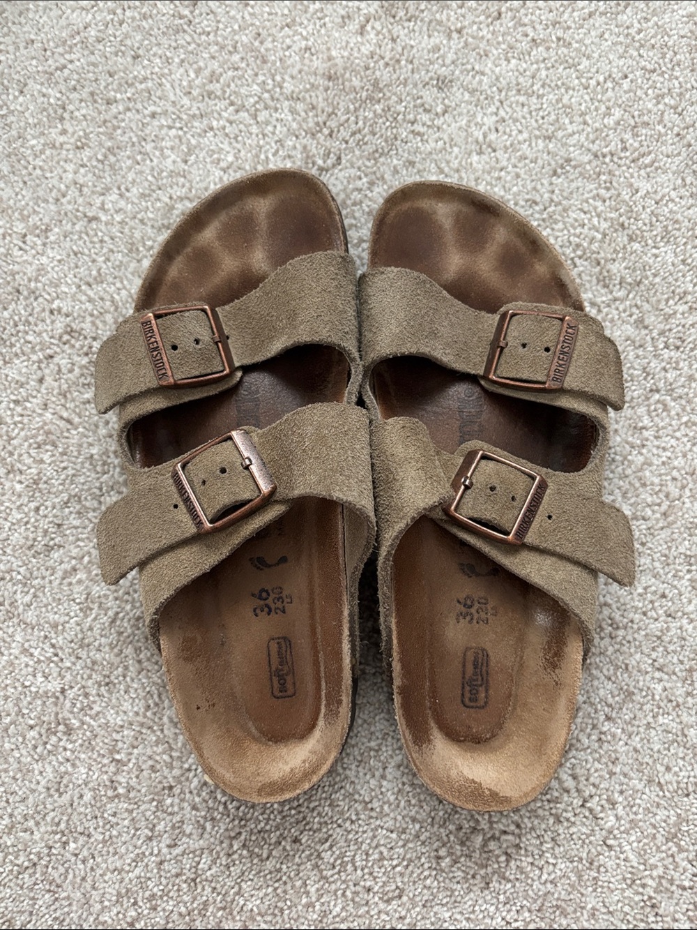 Birkenstock Suede Two-Buckle Sandals in Brown